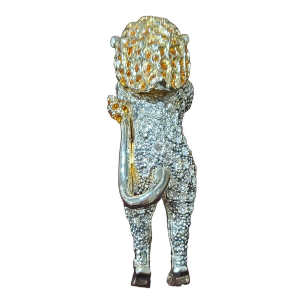 Vintage large lion Brooch Green Rhinestone Eyes - Picture 5 of 6